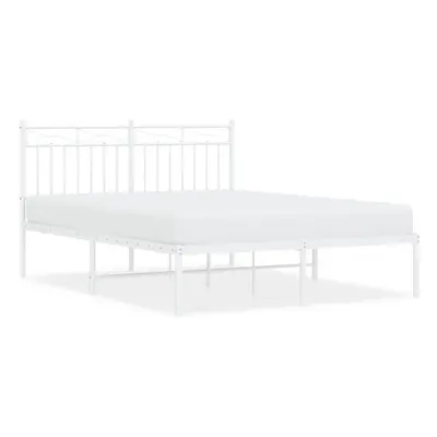 (white, 140x190 cm/with headboard) vidaXL Metal Bed Frame Home Bedroom Bed Base Mattress Foundat