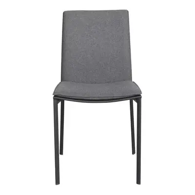 Assembled Pair of Dining Chairs Fabric with Padded Seat Metal Legs - Grey