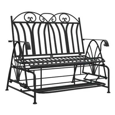 vidaXL 2-Seater Glider Bench cm Black Steel Garden Bench Seating Chair