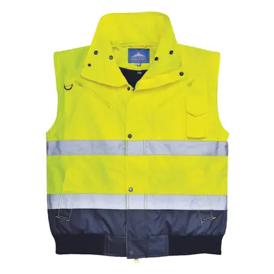 (3XL, Yellow/Navy) Portwest Mens In Hi-Vis Bomber Jacket (C465) / Workwear