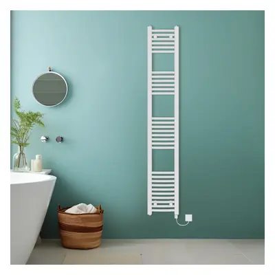 (White, 1800x300mm) Bathroom Curved Prefilled Electric Heated Towel Rail Ladder Warmer Radiator