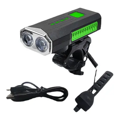 (Green) 2-in-1 400LM 2xT6 Bike Light Modes Adjustable USB Charging Bicycle Front Lamp Modes 120d