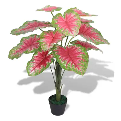 vidaXL Artificial Caladium Plant with Pot 85cm Green and Red Lifelike Fake