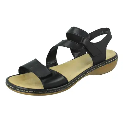 (Black, UK 8) Ladies Rieker Stylish Strappy Sandals 659C7