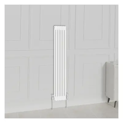 (1500x290mm-2 Column, White) NRG Traditional Radiator Horizontal Vertical Cast Iron Style Double