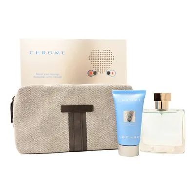 Azzaro Chrome 50ml EDT Spray & Shampoo 50ml + Wash Bag Gift Set for Men