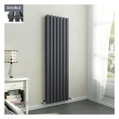 Lulea x 480mm Anthracite Double Rectangular Panel Vertical Radiator