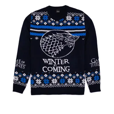 (S) Game of Thrones Adults Christmas Jumper Mens Blue Knitted Sweater