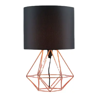 (Black and Gold) Hollowed Out Modern Desk Lamp Bedroom Bedside Geometric Table Lamp With Shade