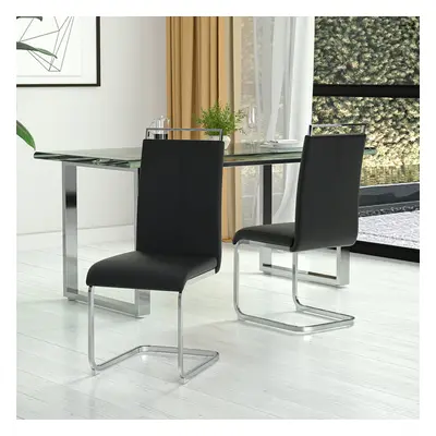 (Black) 2pcs Metal High Dining Chairs