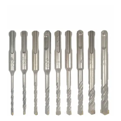 9Pcs Drill Bit Double SDS Plus Slot Electric Hammer Bits Set 110mm Metal HSS For Drills Cutting