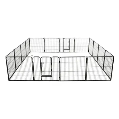 vidaXL Dog Playpen Panels Steel 80x80cm Black Folding Enclosure Run Cage