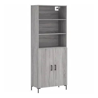 (grey sonoma, doors) vidaXL Highboard Sideboard Storage Cabinet Side Cabinet White Engineered Wo