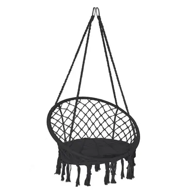 VOUNOT Swing Chair with Round Seat Cushion, Macrame Hammock Hanging Chair for Indoor, Outdoor, B