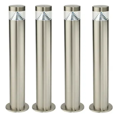 4 PACK Outdoor Garden Bollard Light Steel Pyramid Cool White LED Lamp Post IP44