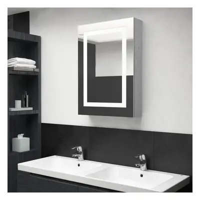 vidaXL LED Bathroom Mirror Cabinet Concrete Grey Washroom Storage Vanity Unit