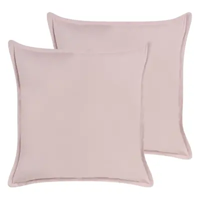 Set of Cushions EUSTOMA Velvet x cm Solid Pink