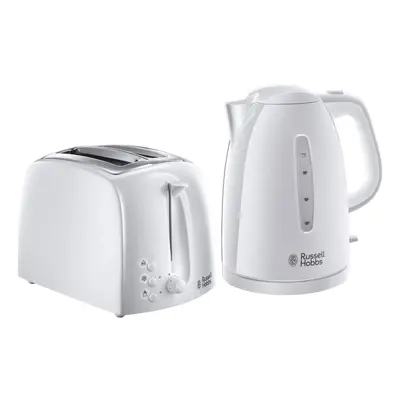 Russell Hobbs Textures 1.7L Kettle & Slice Toaster - White