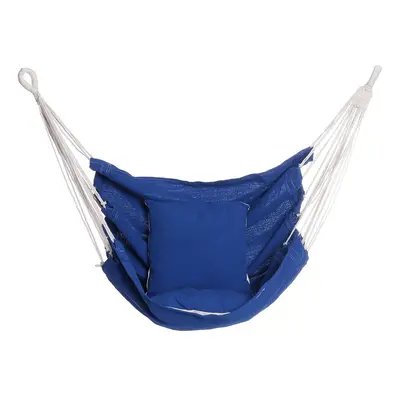 (Blue) Camping Hammock Chair Swing Seat Indoor Outdoor Folding Hanging Chair with Ropes Pillow