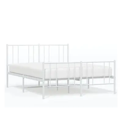 (white, x cm/with headboard & footboard) vidaXL Metal Bed Frame with Headboard Bed Base Mattress