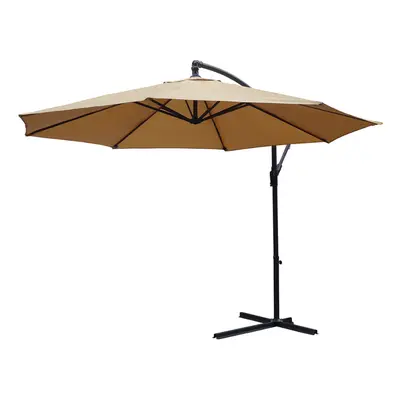 (Mocha Parasol) KCT 3m Large Garden Cantilever Parasol