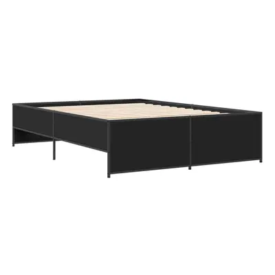 (black, x cm) vidaXL Bed Frame Bed Base Bedstead Black 120x200 cm Engineered Wood and Metal