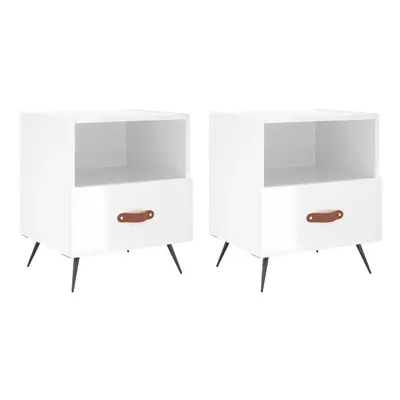 (high gloss white, pcs) vidaXL Bedside Cabinet Bed Table Nightstand Side Table White Engineered 