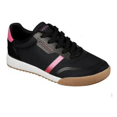 (UK 4) Skechers Zinger 2.0 Pearlescent Path Ladies Black and Hot Pink Textile Lace Up Trainers