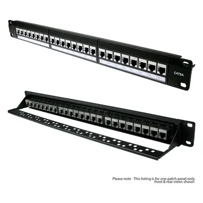 24 Port Way CAT6a Patch Panel 1U 19" Rack Mount Shielded RJ45 Ethernet Network