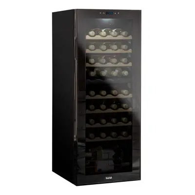 Baridi Bottle Dual Zone Wine Cooler, Fridge, Touch Screen Controls, Wooden Shelves, LED - Black