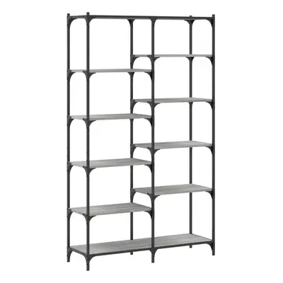 (grey sonoma) vidaXL Bookshelf Display Cabinet Bookcase Smoked Oak Engineered Wood and Iron