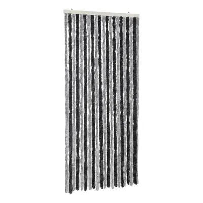 vidaXL Fly Curtain Door Curtain Fly Screen Grey and Black 90x200 cm Chenille