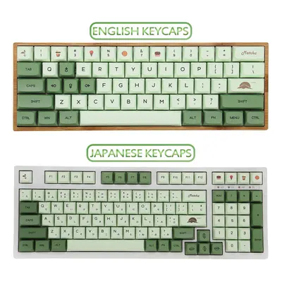 (English) Keys Matcha PBT Keycap Set XDA Profile DYE-SUB English/Japanese Custom Keycaps for Mec