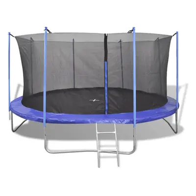 (3.96 m) vidaXL Five Piece Trampoline Set Safety Net Pad Rain Cover Ladder Multi Sizes