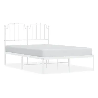 (white, x cm/with headboard) vidaXL Metal Bed Frame Home Bedroom Bed Base Mattress Foundation Be