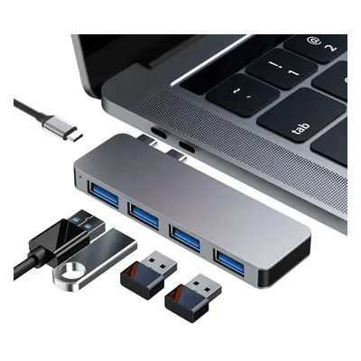 Dual USB-C Docking Station HUB Adapter With USB3.0*4 PD Power Delivery Charging 4K HD Macbook Co