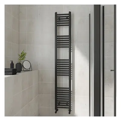 (Straight, 1800x300mm) Warmehaus Heated Towel Rail Black Bathroom Ladder Style Radiator Central 