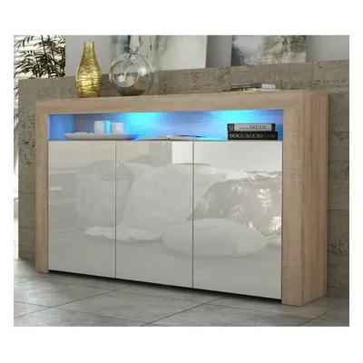 Sideboard 155cm LED Creative Furniture - Oak & White Gloss Doors