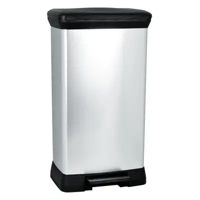 Curver Litre Metal Look Stay New Pedal Deco Bin, Silver