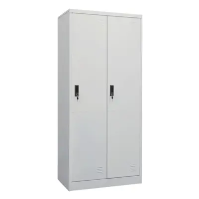 vidaXL Wardrobe Light Grey Steel Hanger Organiser Clothing Cabinet Cupboard