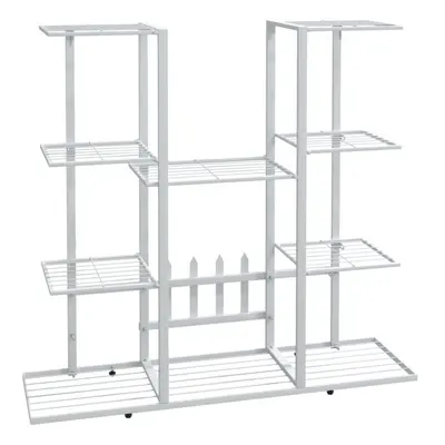 vidaXL Flower Stand 94.5x25x89 cm White Iron Plant Rack Corner Plant Shelf