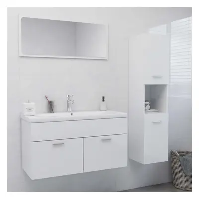 vidaXL Bathroom Furniture Set High Gloss White Engineered Wood Storage Cabinet