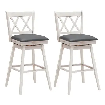 Set of Bar Stools Counter Height Swivel Chair Upholstered Seat 29"