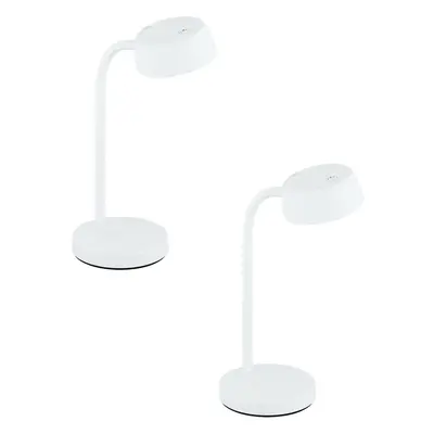 2 PACK Table Desk Lamp Colour Plain White Rocker Switch Bulb LED 4.5W Included