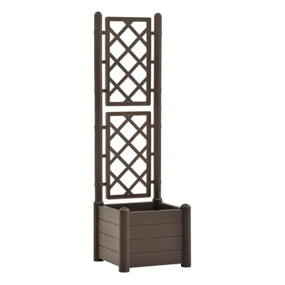 vidaXL Garden Planter with Trellis PP Mocha Raised Bed Flower Box Plant Pot