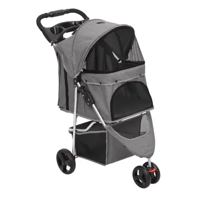 (grey) vidaXL Folding Dog Stroller 80x46x98 cm Oxford Fabric Pushchair Multi Colours