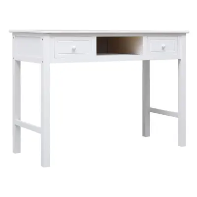 (White) vidaXL Solid Wood Paulownia Writing Desk Computer Study Desk Multi Colours