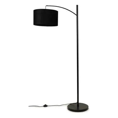 Black Metal Curve Stem Light Floor Lamp with Black Velvet Shade