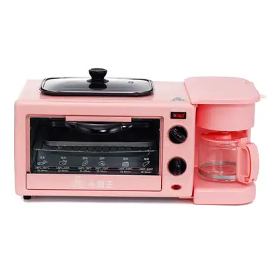 (Pink) In Electric Breakfast Machine Multifunction Coffee Maker Frying Pan Toaster