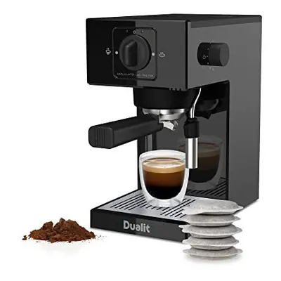 Dualit Espresso Coffee Machine | 1.4L Capacity | Black | Manual Dosing Coffee Maker| Filter Hold